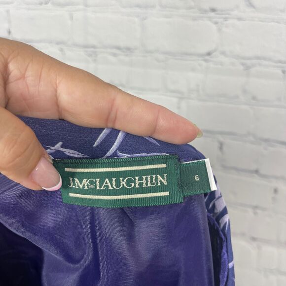 J McLaughlin Size 6 Navy Flowy A-Line Skirt Bamboo Leaf Print Coastal Tiered - Picture 4 of 13